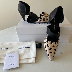 Proenza Schouler sz37 peach/black high frequency rubber band kitten heel shoes